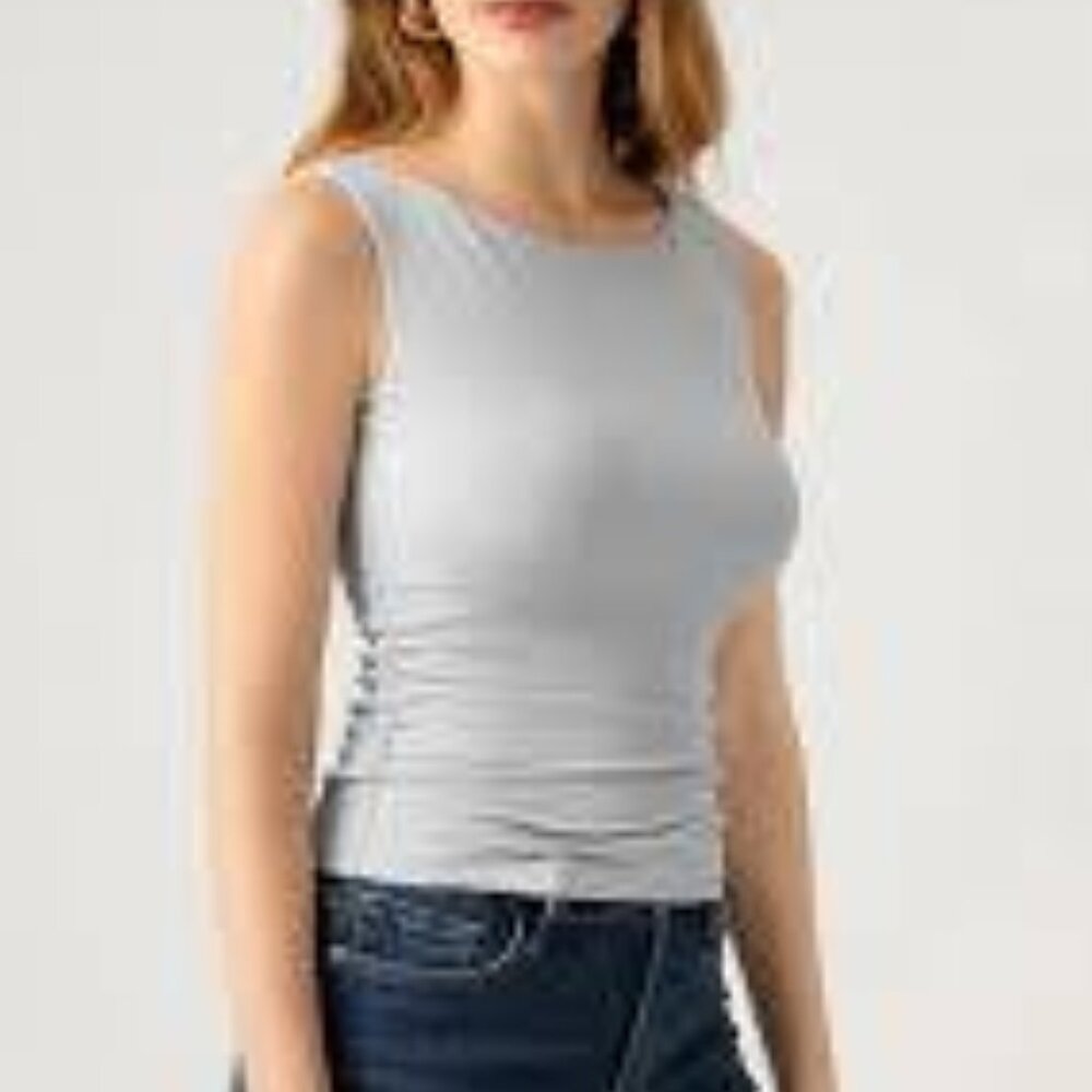 NWT OGL Eco-SkinKiss® Ruched Sides Boatneck Brami Medium Concrete